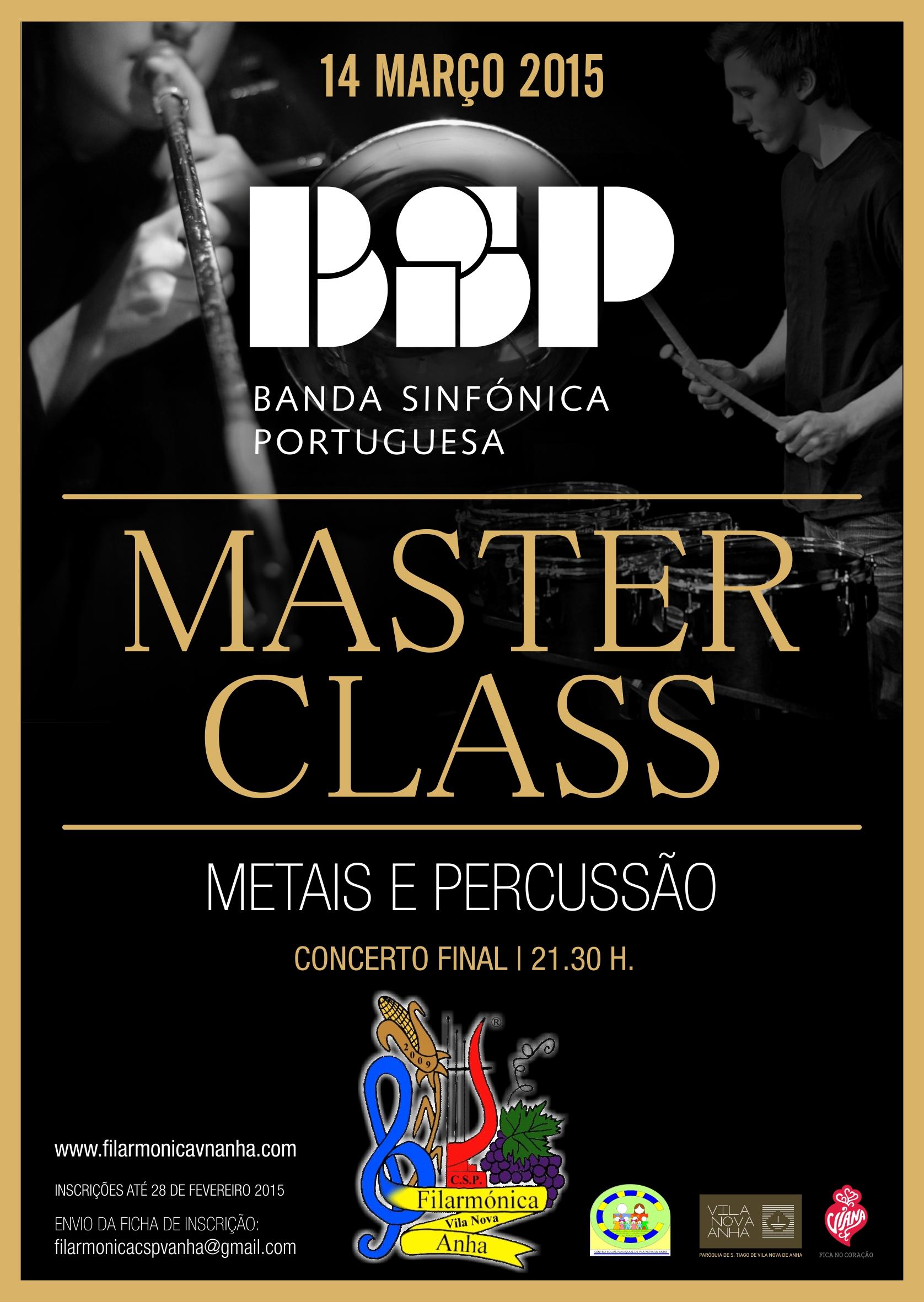 Convite para Concerto de Encerramento de MasterClass de Metais e Percussão - 14-03-2015